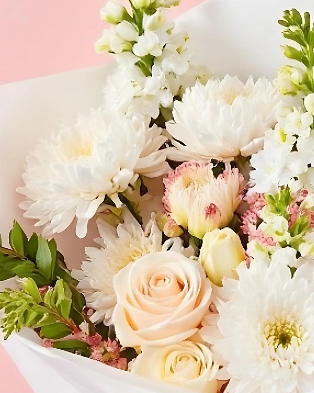 Blush Blooms Bouquet closeup featuring pink flowers.